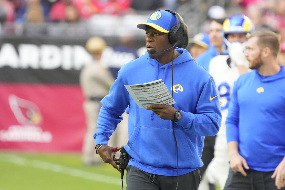 Los Angeles Rams defensive coordinator Raheem Morris during the first half of an NFL football g ...