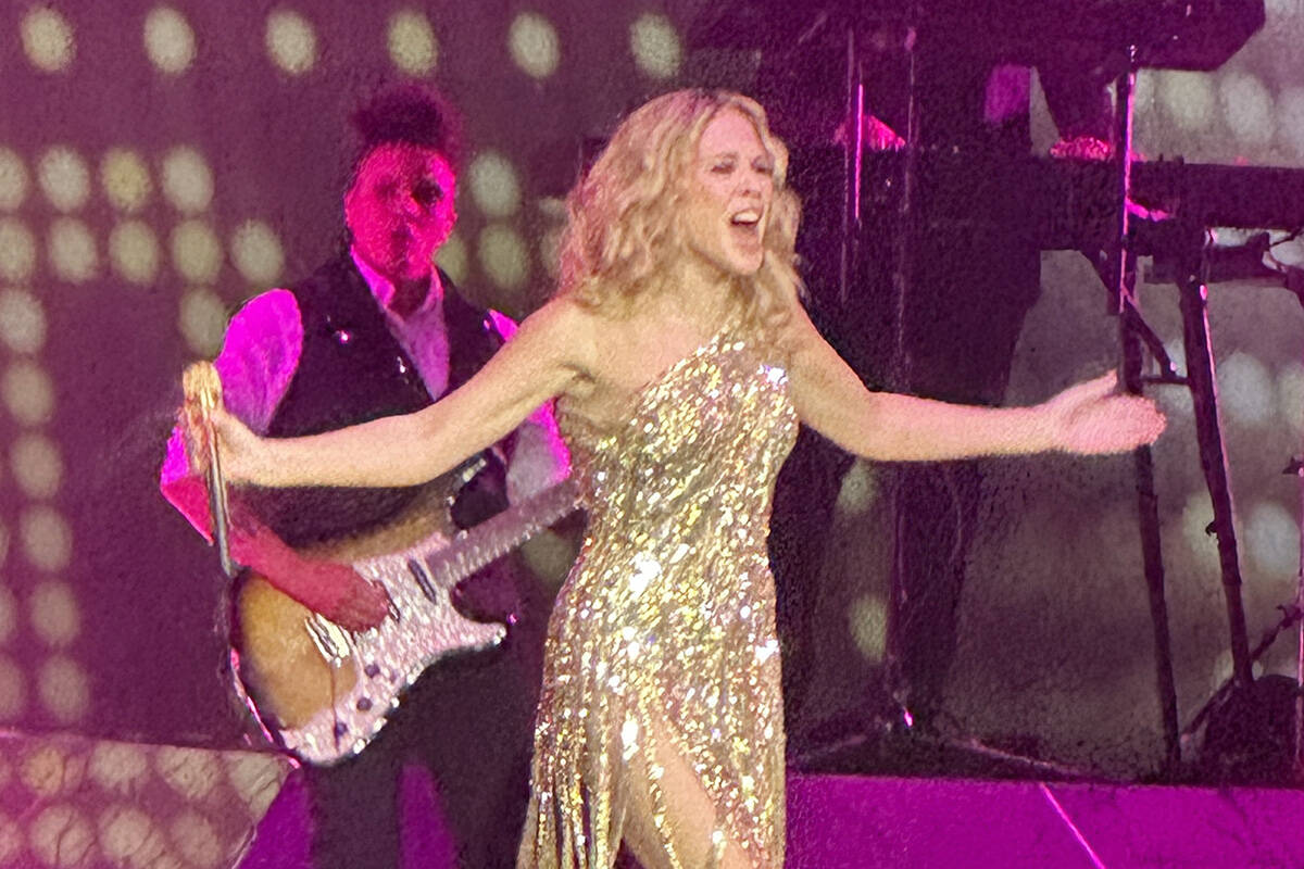 Kylie Minogue is shown at the start of her Voltaire residency at The Venetian on Friday, Nov. 3 ...