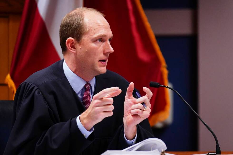 Judge Scott McAfee speaks during a hearing in Superior Court of Fulton County as part of the Ge ...