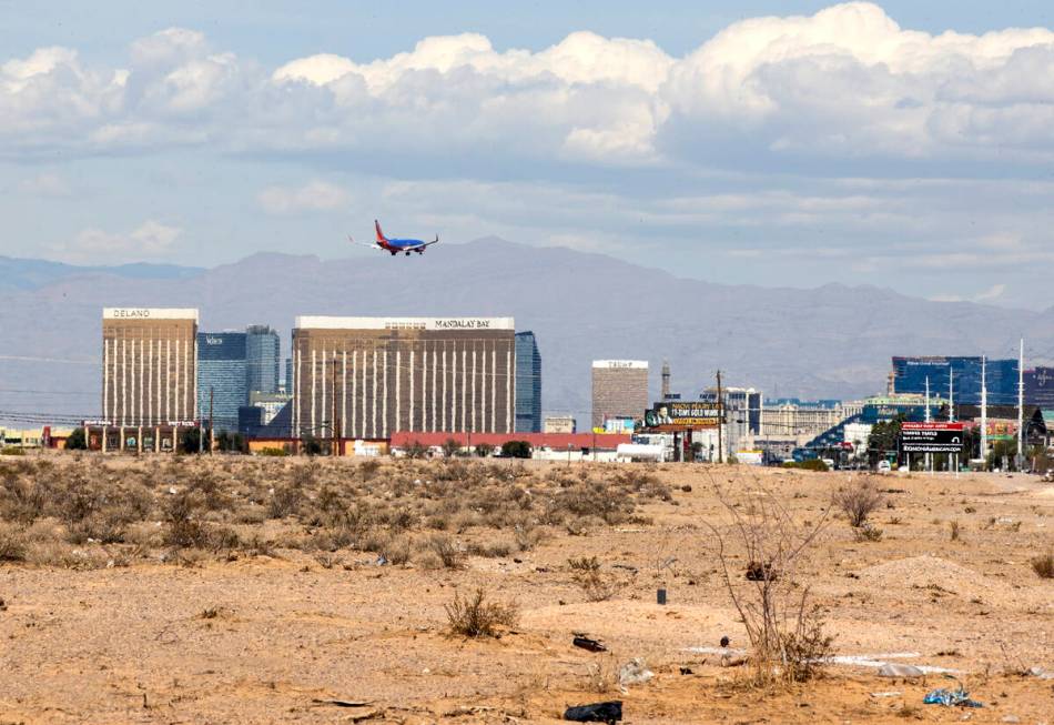 A vacant land south of the Strip where Oak View Group plans to build a $3 billion arena and cas ...