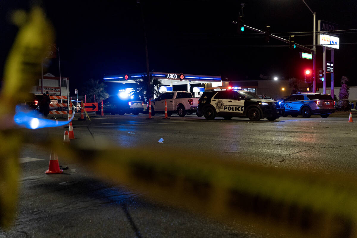 Las Vegas police investigate a fatal shooting at North Honolulu Street and East Charleston Boul ...