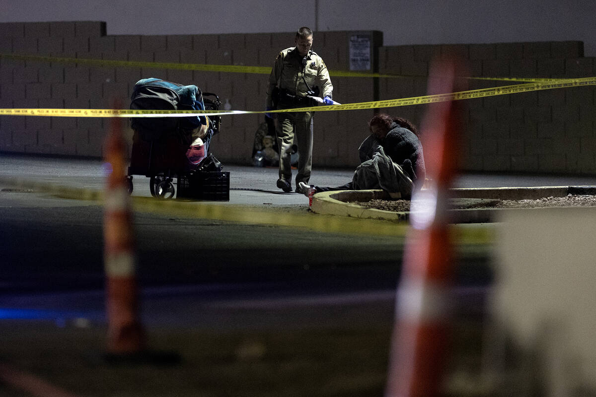 Las Vegas police investigate a fatal shooting at North Honolulu Street and East Charleston Boul ...