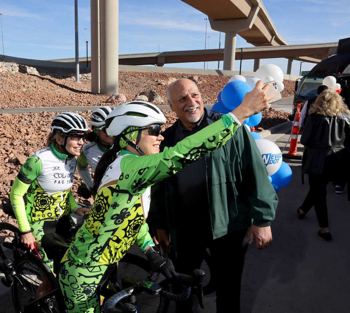 Lt. Gov. Stavros Anthony visits with members of the Colavita Las Vegas Women’s Cycling C ...
