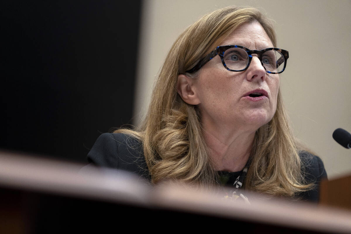 University of Pennsylvania President Liz Magill reads her opening statement during a hearing of ...