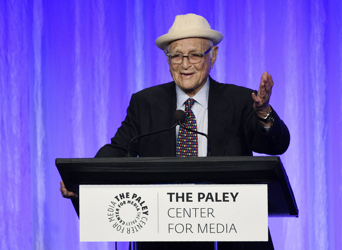 FILE - Honoree Norman Lear makes his speech at "The Paley Honors: A Special Tribute to Tel ...