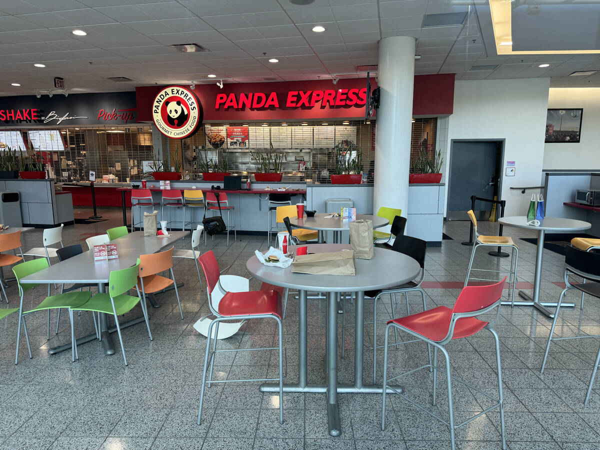 Unfinished food and personal items left behind in the Student Union on the UNLV campus in Las V ...