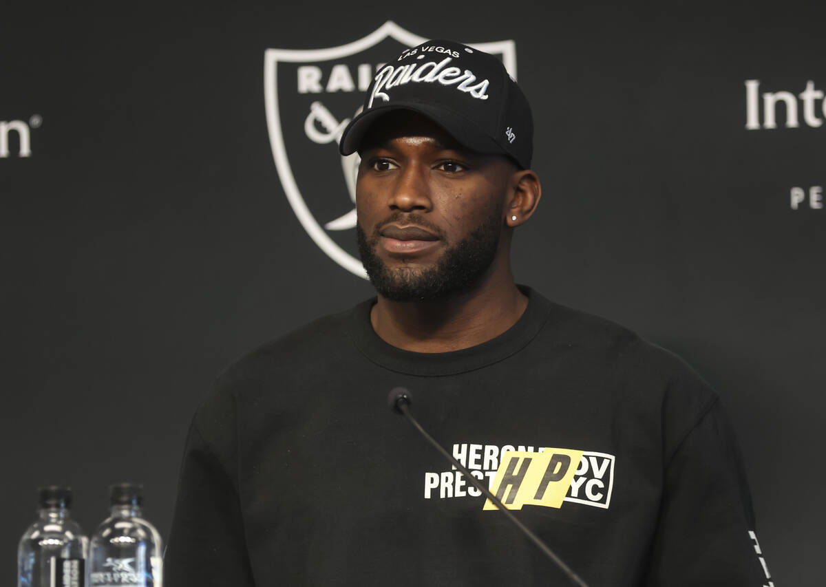 Newly acquired Raiders cornerback Brandon Facyson addresses the media at Raiders Headquarters a ...