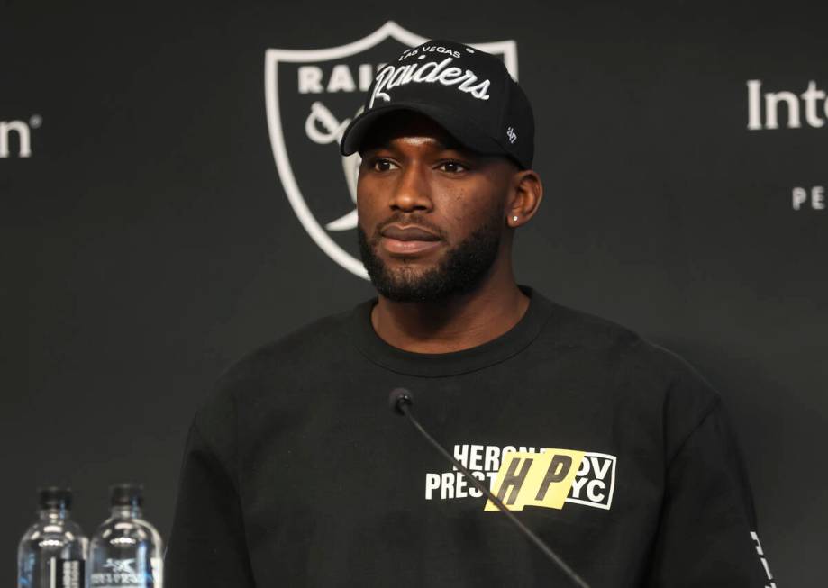 Newly acquired Raiders cornerback Brandon Facyson addresses the media at Raiders Headquarters a ...