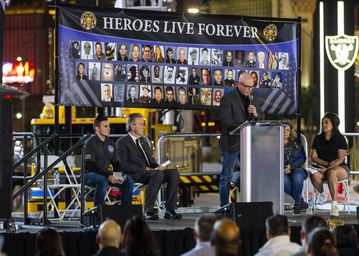 Byron Brooks with the Nevada System of Higher Education speaks ion behalf of those lost at UNLV ...