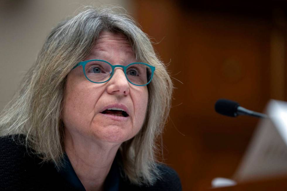 Massachusetts Institute of Technology (MIT) President Sally Kornbluth speaks during a hearing o ...