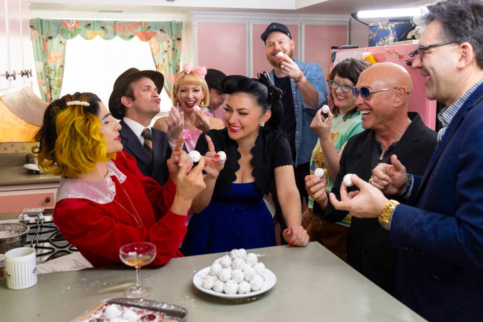 Melody Sweets, center, gathers with, from left, Anais Thomassian, Jimmy Slonina, Mike “B ...