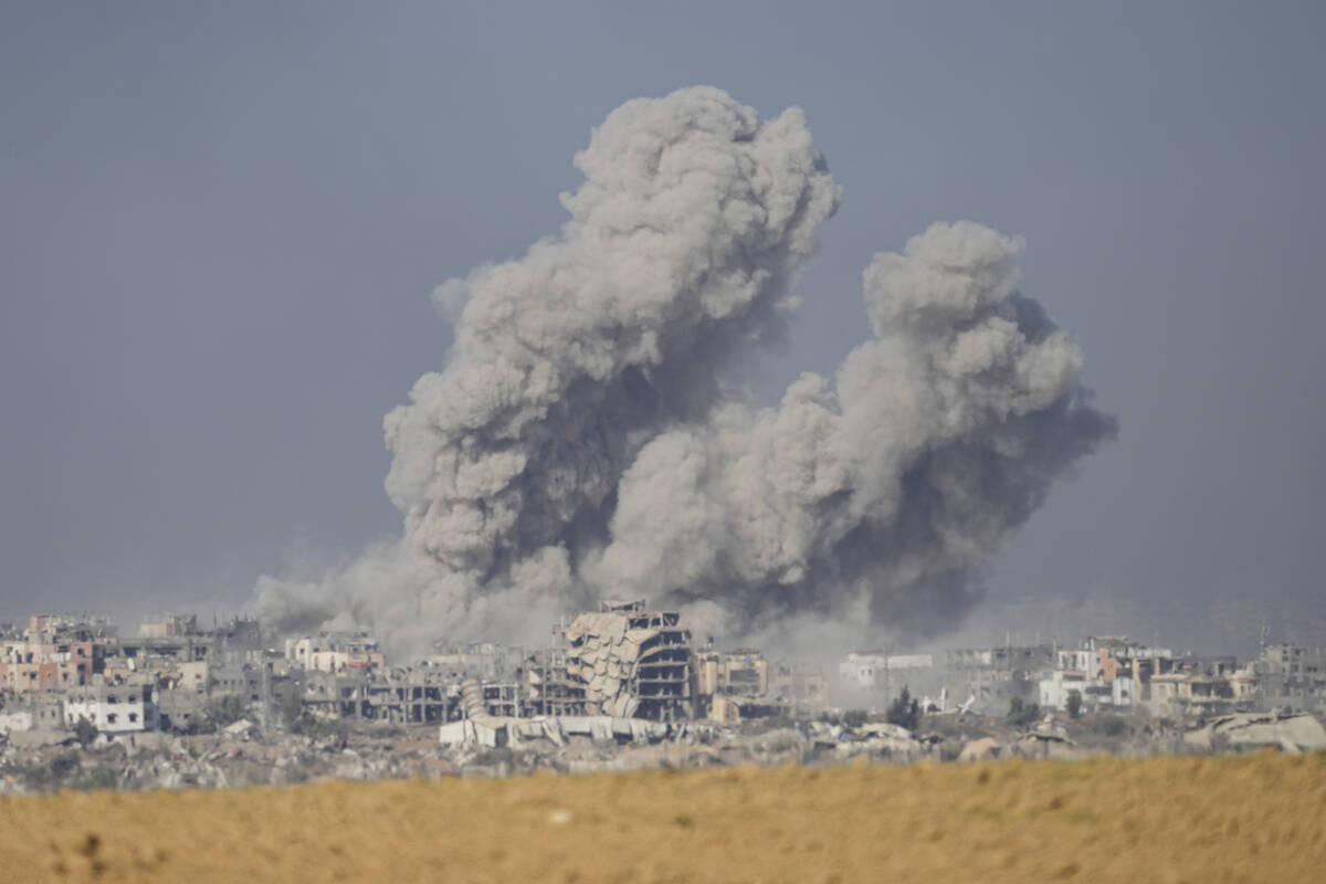 Smoke rises following an Israeli bombardment in the Gaza Strip, as seen from southern Israel on ...