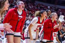 The UNLV Lady Rebels bench explodes in celebration after another big basket against the Arizona ...