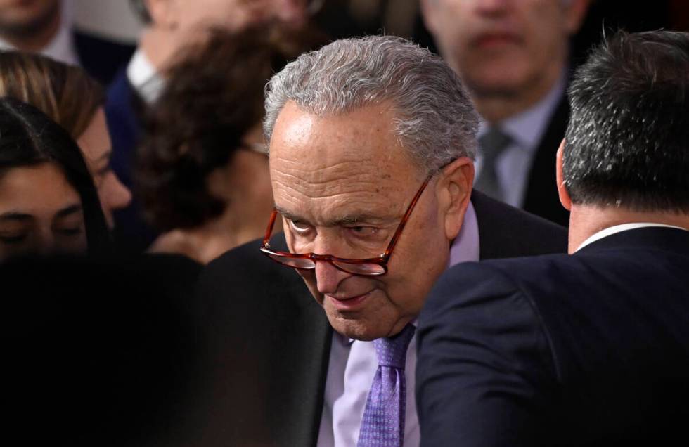 Senate Majority Leader Chuck Schumer of N.Y., arrives before President Joe Biden and first lady ...