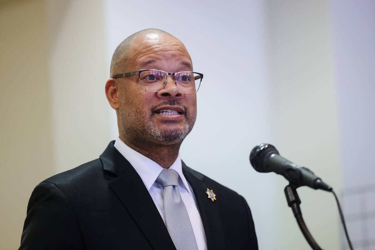 Nevada Attorney General Aaron Ford addresses the media at the Grant Sawyer Building in Las Vega ...