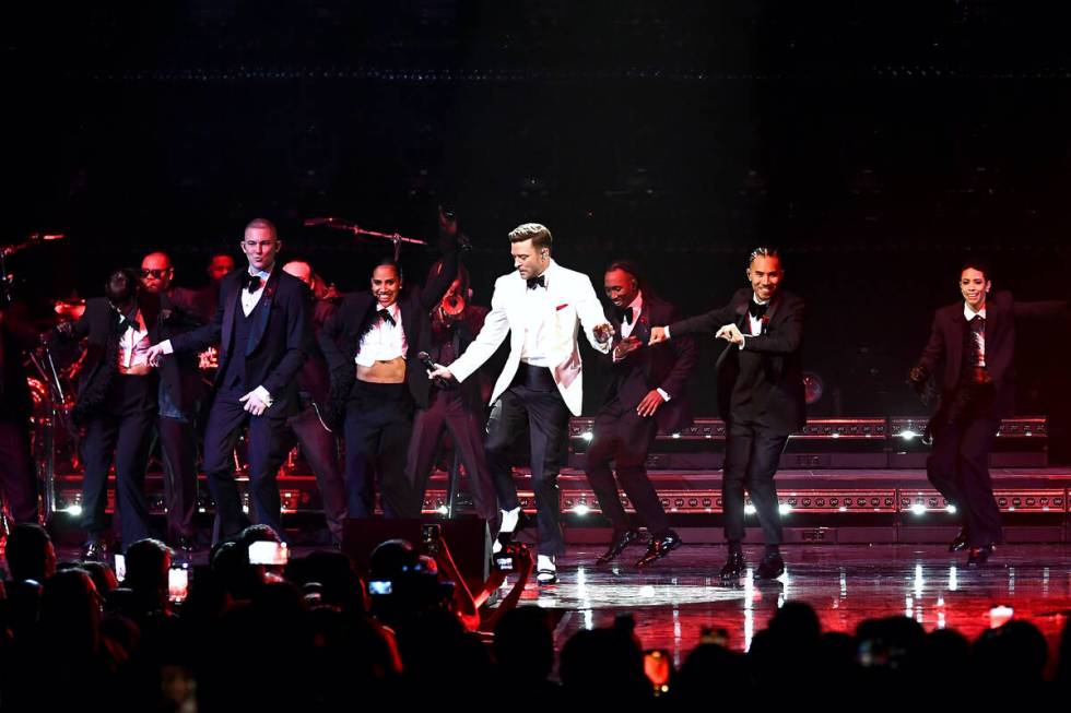 Justin Timberlake performs onstage during the Fontainebleau Las Vegas Star-Studded Grand Openin ...