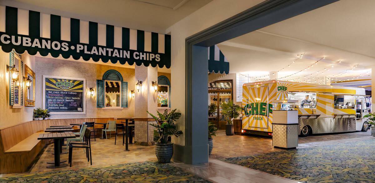 The Chef Truck and its dining area at Park MGM on the Las Vegas Strip. Famed chef Roy Choi and ...