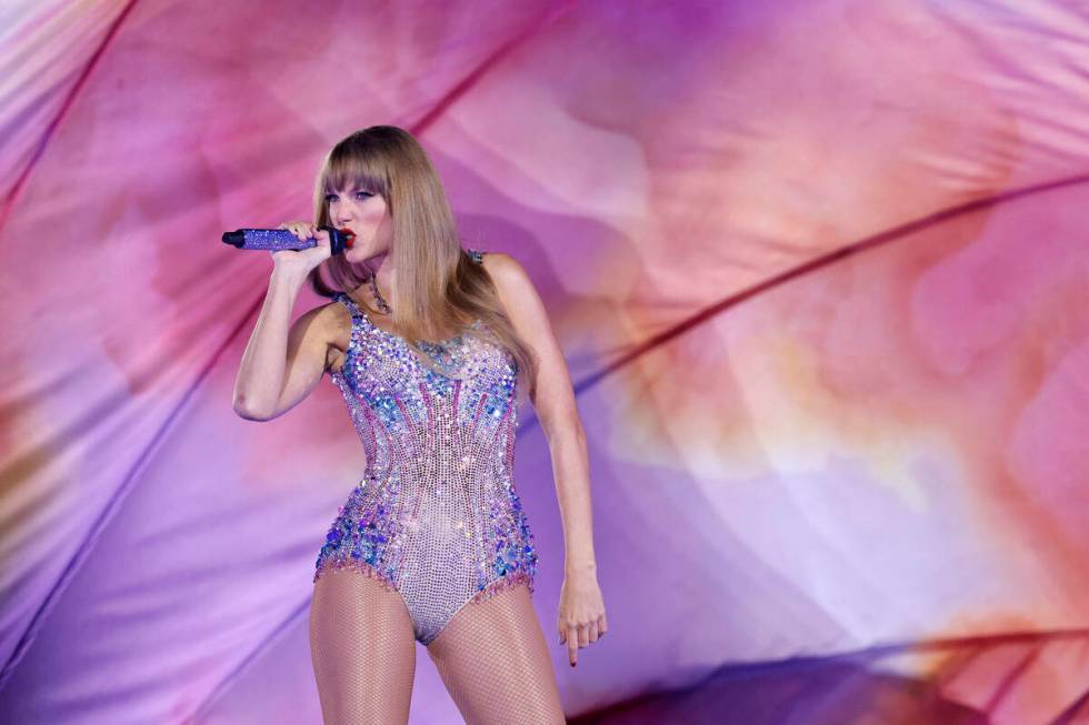 Taylor Swift performs during her Eras tour at Allegiant Stadium, Friday, March 24, 2023, in Las ...
