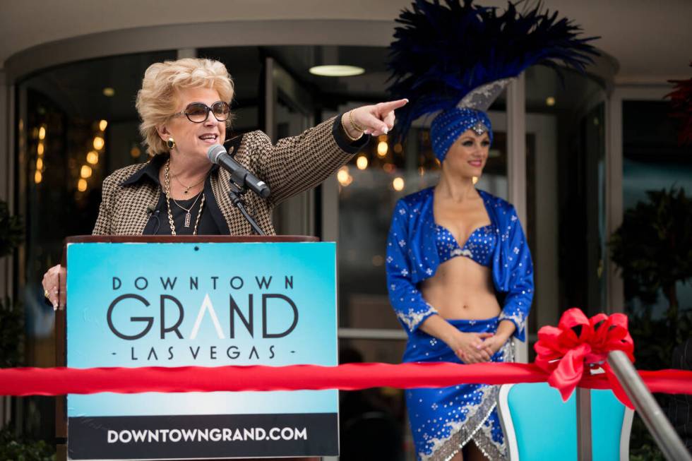 Las Vegas Mayor Carolyn Goodman addresses audience members during the ribbon cutting ceremony o ...