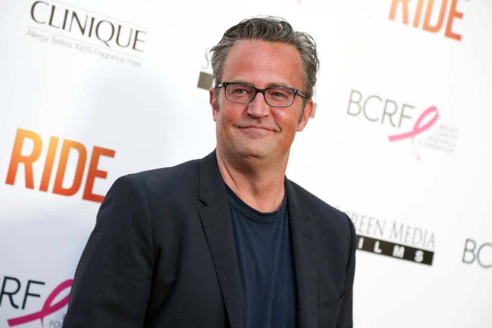 FILE - In this April 28, 2015, file photo, Matthew Perry arrives at the LA Premiere of "Ri ...