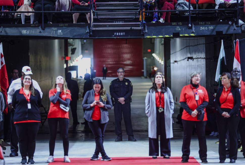 Police presence at UNLV’s winter commencement ceremony at the Thomas & Mack Center i ...