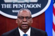 Secretary of Defense Lloyd Austin makes remarks at a virtual Ukraine Defense Contact Group (UDC ...