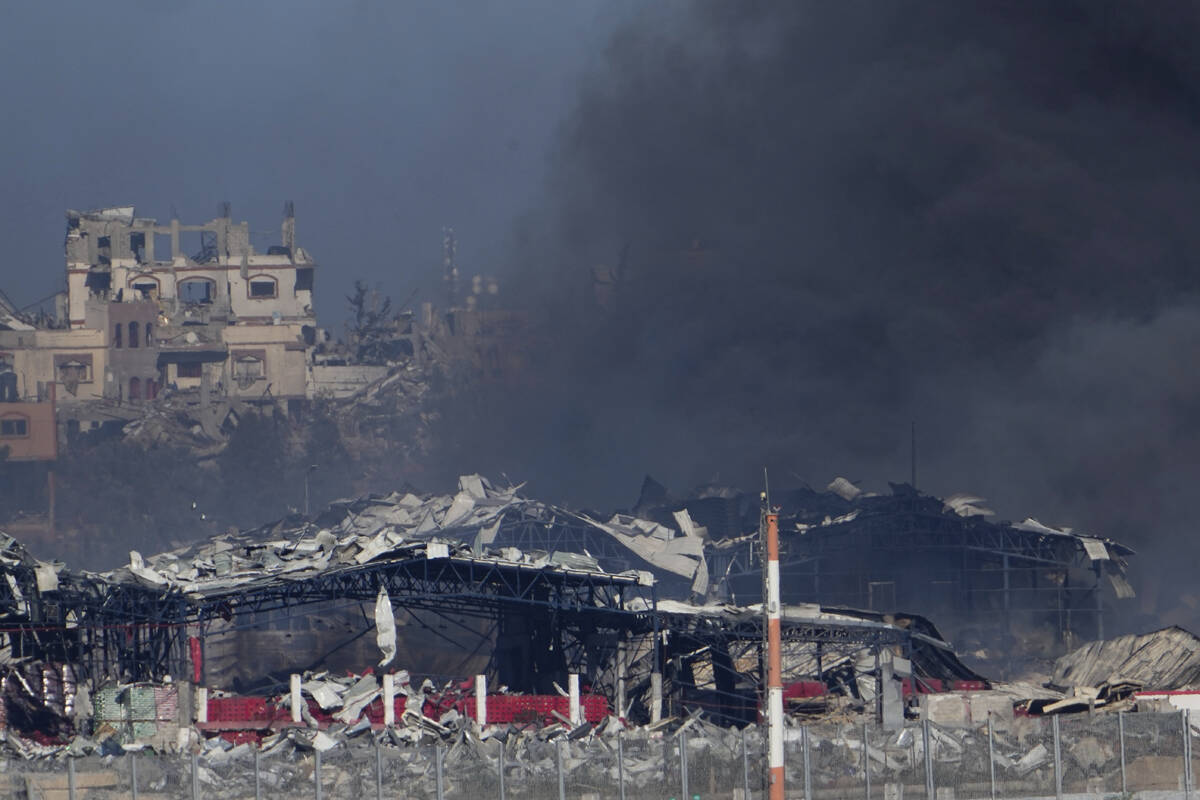 Smoke rises following an Israeli bombardment in the Gaza Strip, as seen from southern Israel , ...