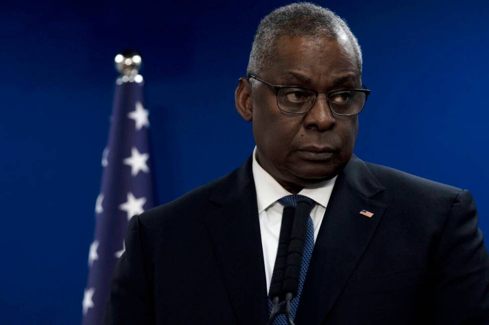 U.S. Secretary of Defense Lloyd Austin makes a joint statement with Israel Minister of Defense ...