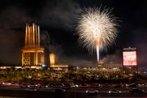 Fireworks erupt about the new Durango Casino on Tuesday, Dec. 5, 2023, in Las Vegas. (L.E. Bask ...