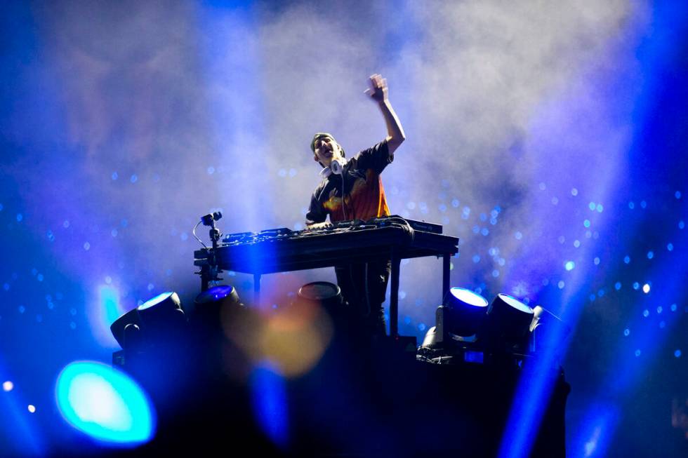 Illenium performs at Allegiant Stadium in Las Vegas, Saturday, July 3, 2021. (Erik Verduzco / L ...