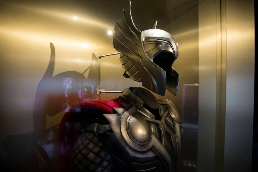 A movie character costume for Thor is seen at the Marvel's Avengers Station inside the Treasure ...