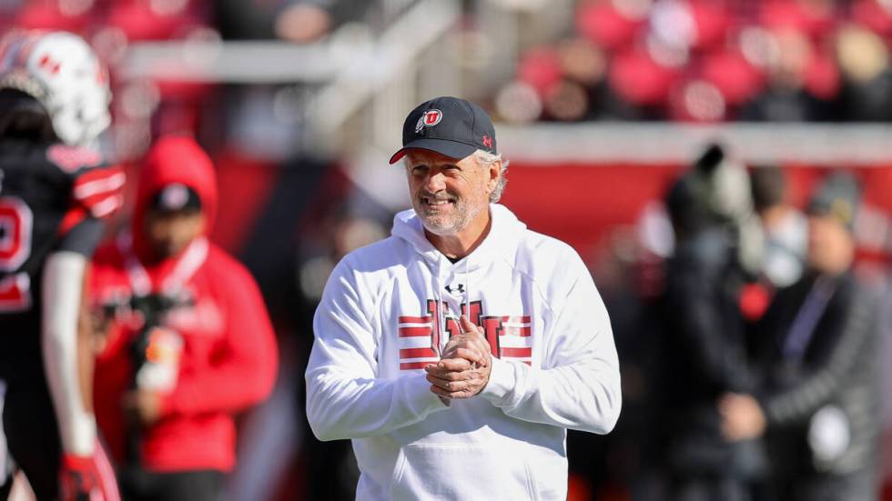 Utah head coach Kyle Whittingham prepares for the game against Colorado during an NCAA college ...