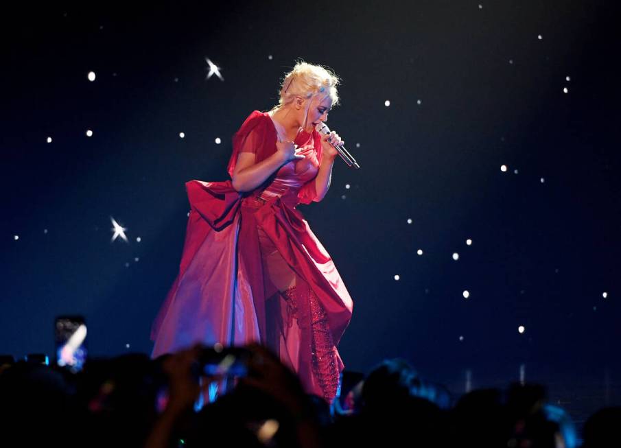 Christina Aguilera performs at the grand opening of her new show at Planet Hollywood on June 1, ...