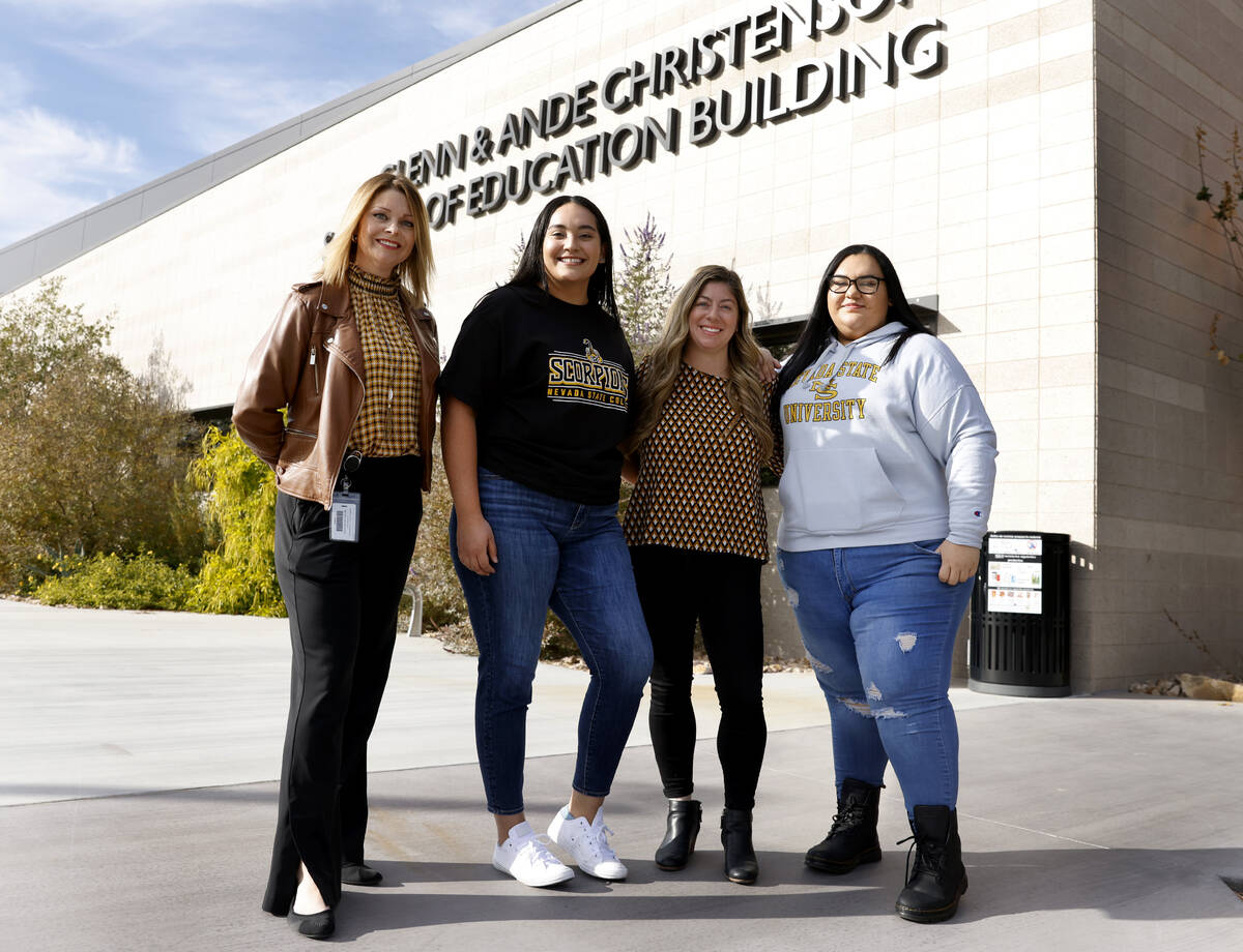 Katie Dockweiler, left, assistant professor of school psychology at Nevada State University, St ...