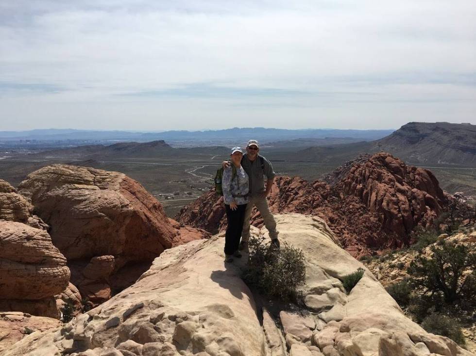 Overweight Hikers for Health leader Ronni Tomlinson hiking with her husband Joel earlier this y ...