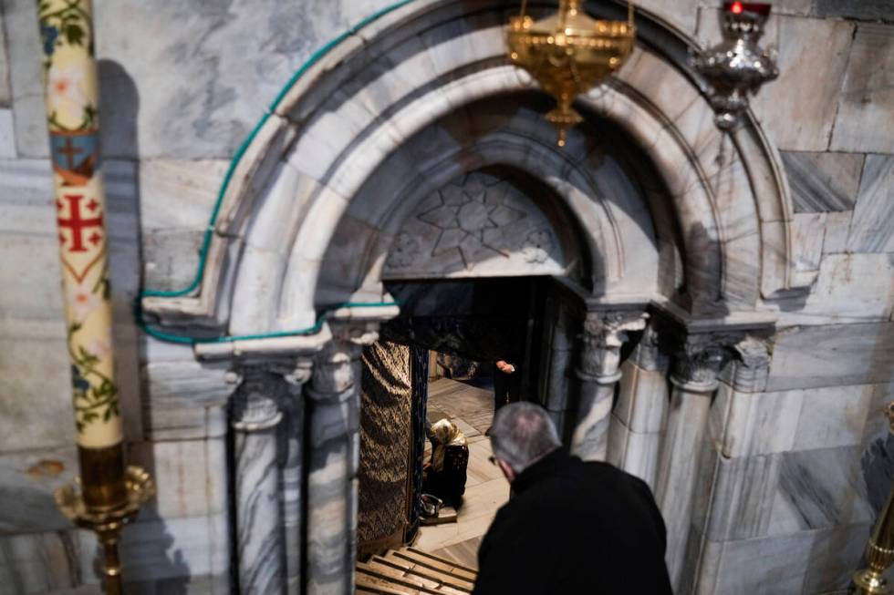 People visit the Grotto under the Church of the Nativity, traditionally believed to be the birt ...