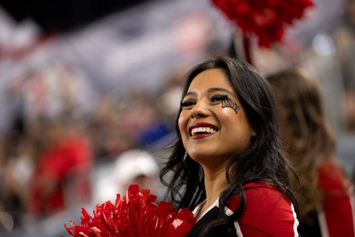 UNLV Rebels cheerleaders work the sidelines during the first half of the Guaranteed Rate Bowl N ...