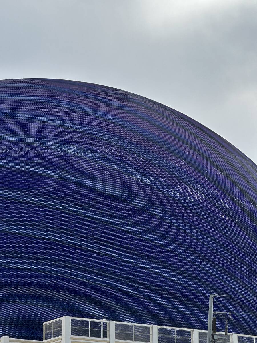 The exterior of the MSG Sphere on the morning of Dec. 26, 2023. (Sean Hemmersmeier/Las Vegas Re ...