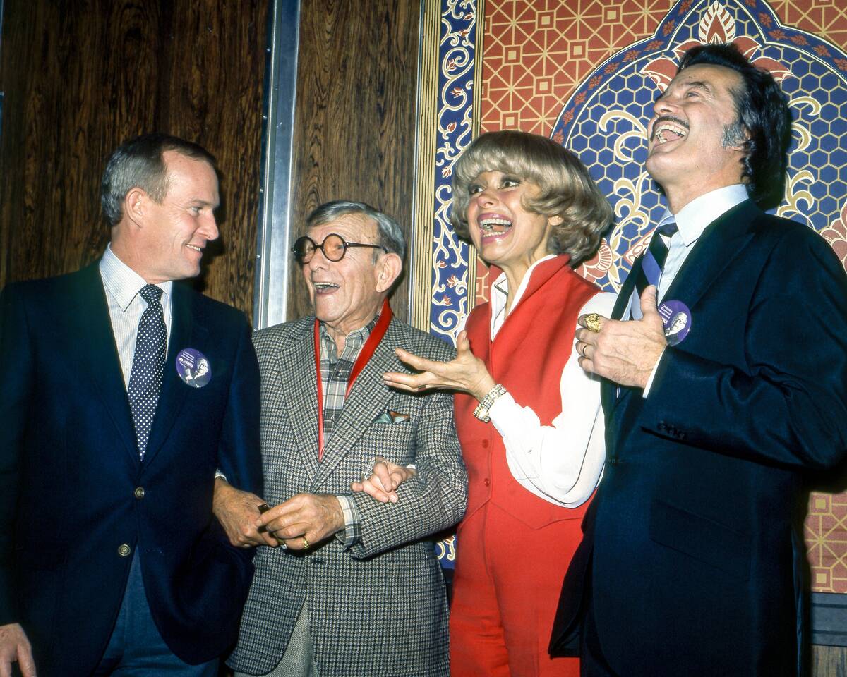 George Burns 80th birthday party at the Sahara Las Vegas on Feb. 17, 1983. From left, Tom Smoth ...