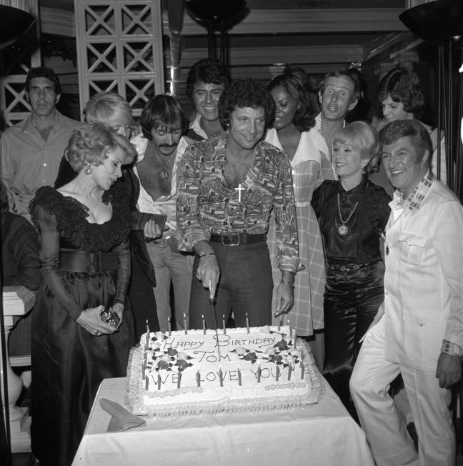 Tom Jones birthday party at Caesars Palace with Joan Rivers, Joey Heatherton, Sonny Bono, James ...