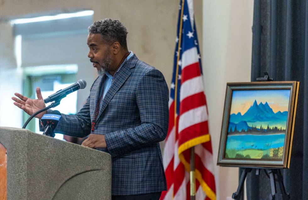 Congressman Steven Horsford speaks to leaders, Nevada tribal members and community members duri ...