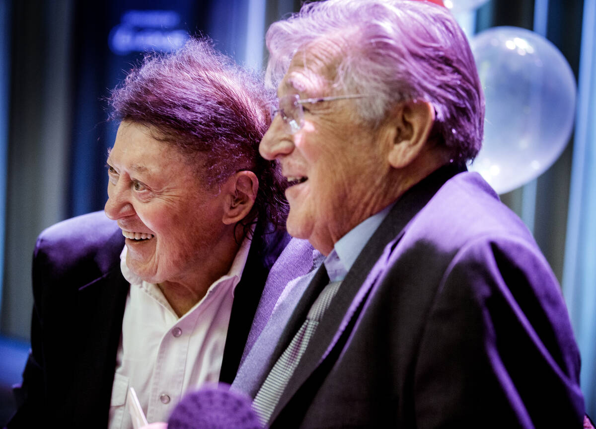 Comedians Shecky Greene,right, and Marty Allen stand for a photo during Conversations with Norm ...