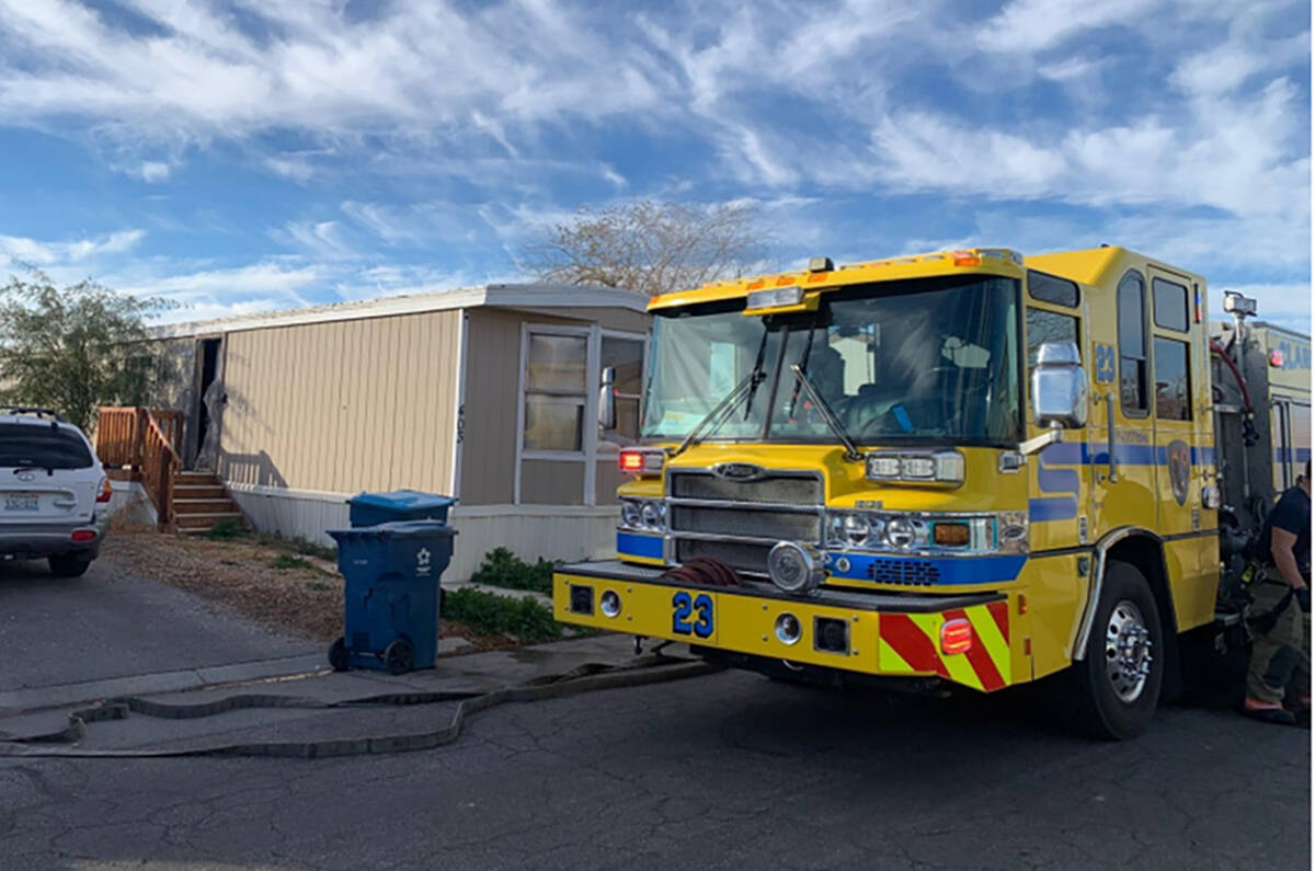 A Clark County Fire Department engine at the scene of a fatal kitchen fire on Friday, Dec. 29, ...