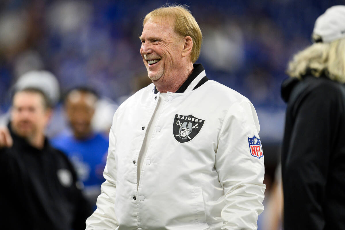 Las Vegas Raiders owner Mark Davis on the sidelines before an NFL football game against the Ind ...
