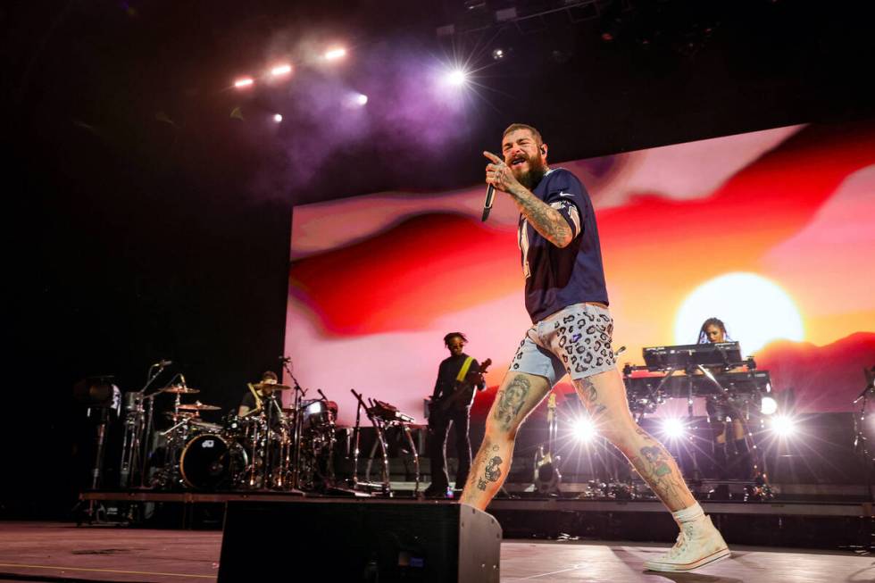 LAS VEGAS, NEVADA - DECEMBER 30: Post Malone performs onstage as Fontainebleau Las Vegas rings ...