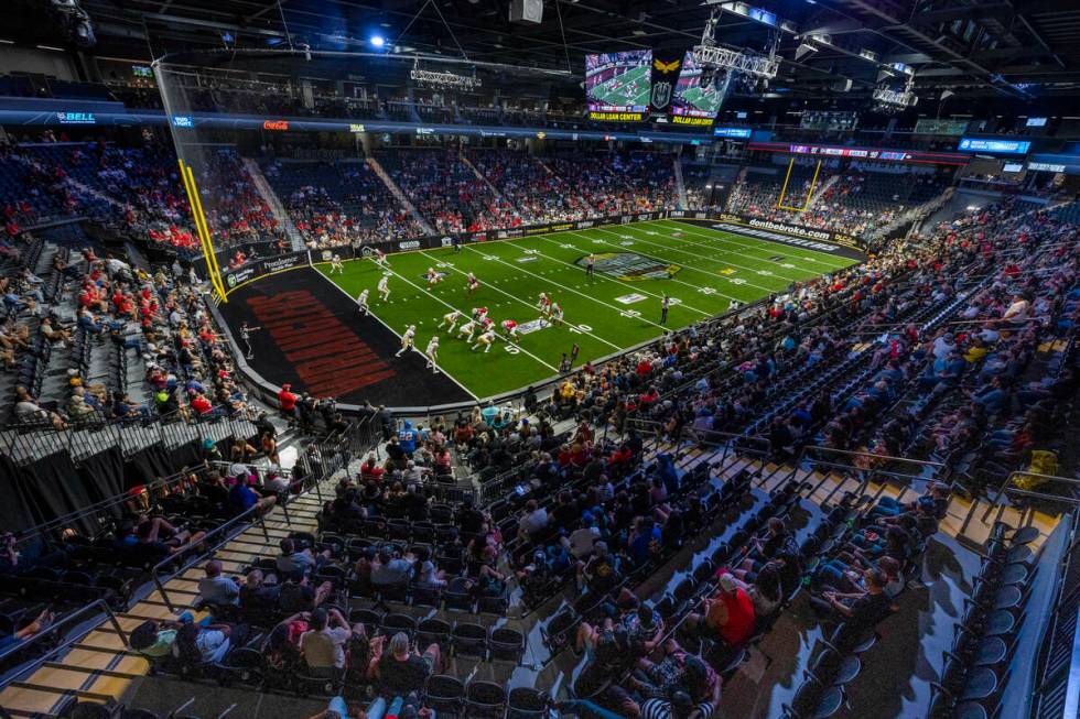 The stands are full as the Northern Arizona Wranglers battle the the Quad City Steamwheelers du ...