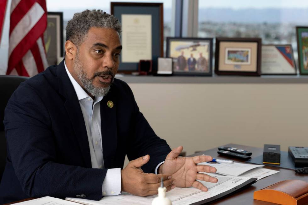 Rep. Steven Horsford, D-Nev., speaks to the Review-Journal in his office at North Las Vegas Cit ...