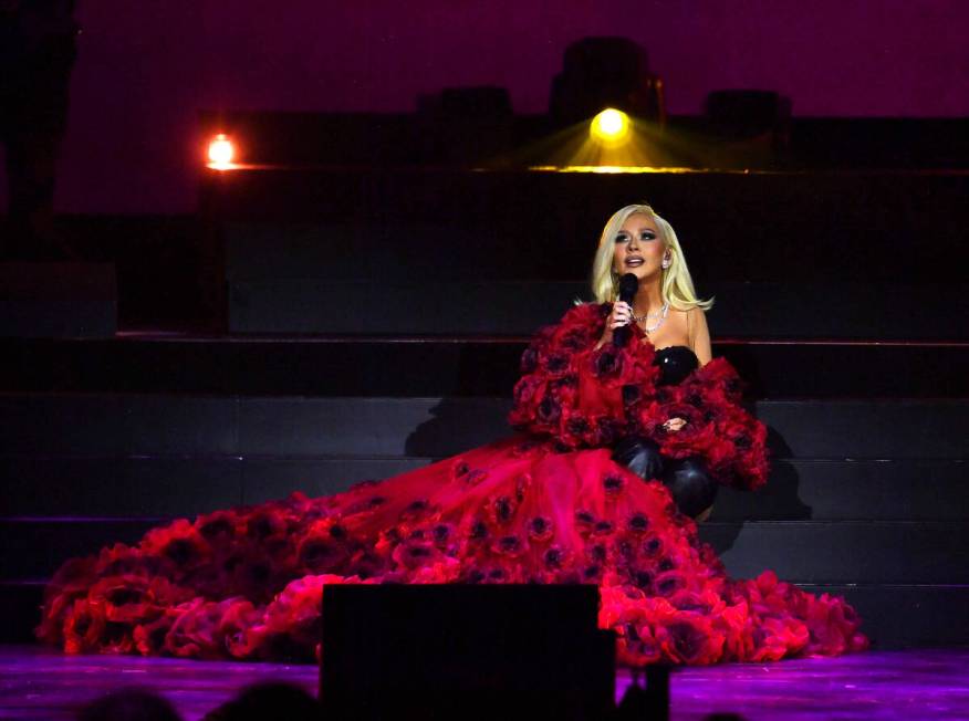 Christina Aguilera performs at her opening night show at Voltaire at the Venetian Resort Las Ve ...