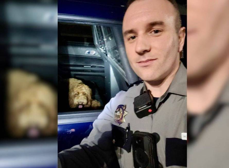 Trooper rescues dog running on Las Vegas freeway early New Year's Day. (NVStatePolice/X)