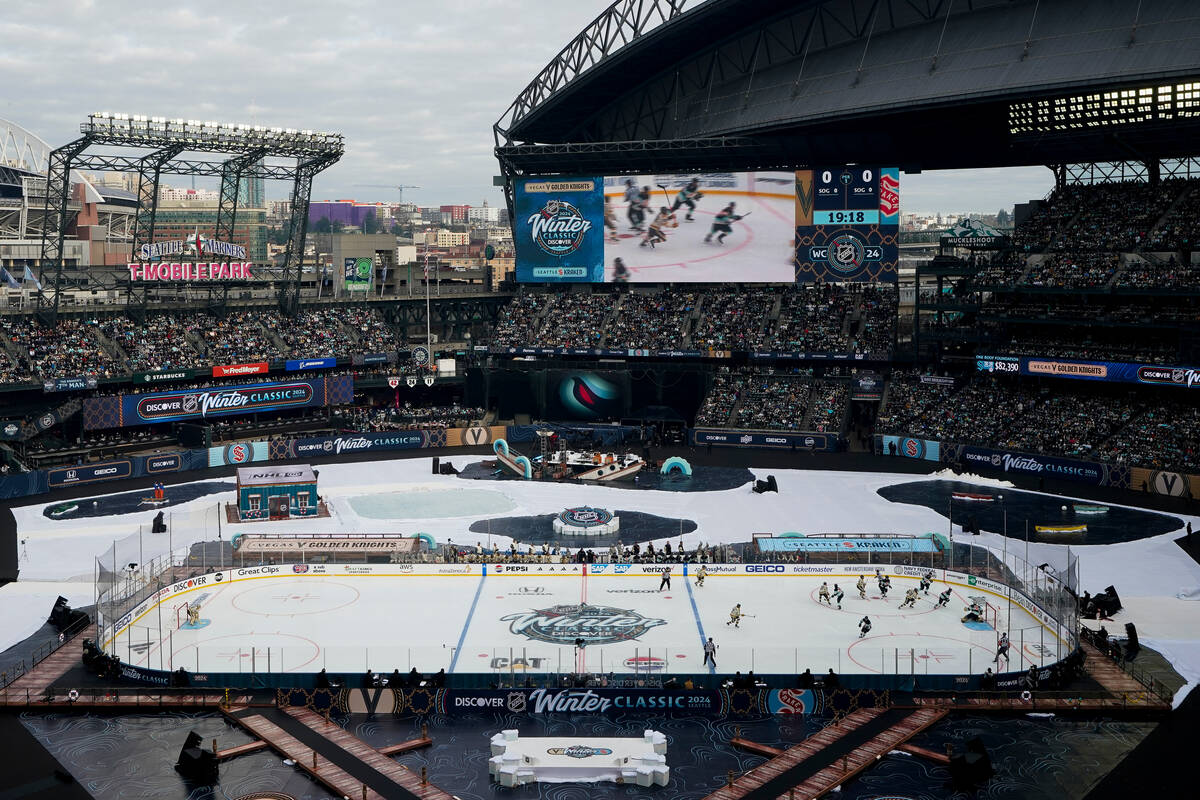 The Seattle Kraken and the Vegas Golden Knights play during the first period of the NHL Winter ...